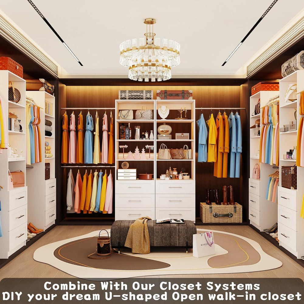 Closet System with Drawers, 4FT-9FT Modular Closet Organizer System with 4 Ex...