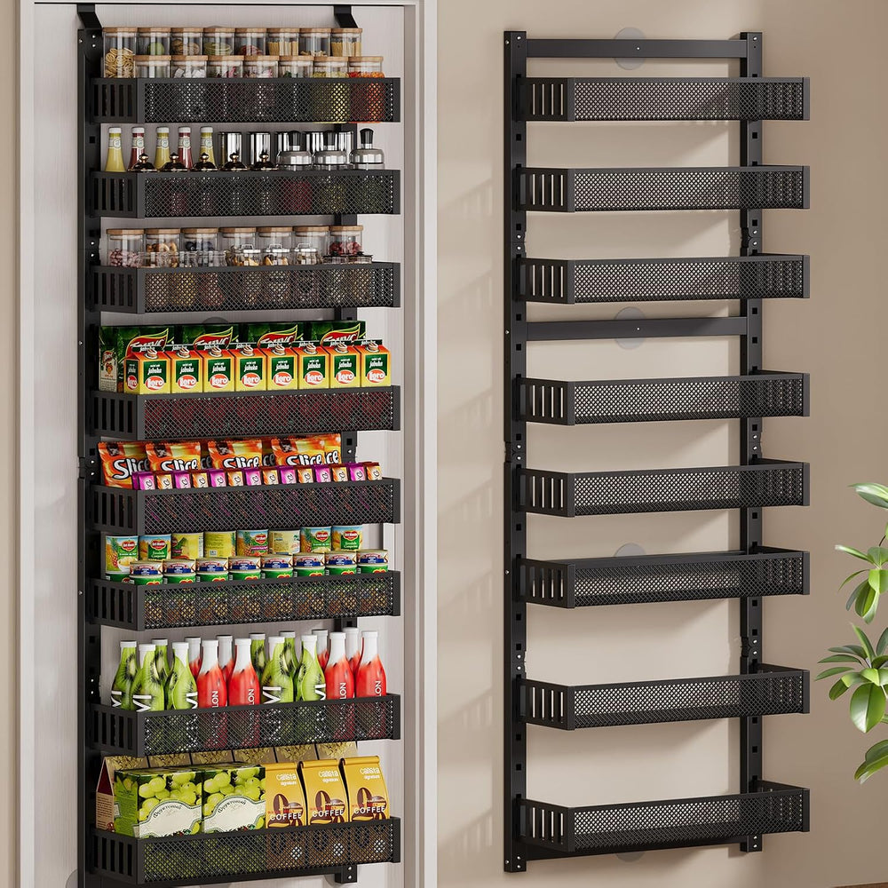 8-Tier Over the Door Pantry Organizer, 2 IN 1 Wall Mount or Hanging Spice Rac...