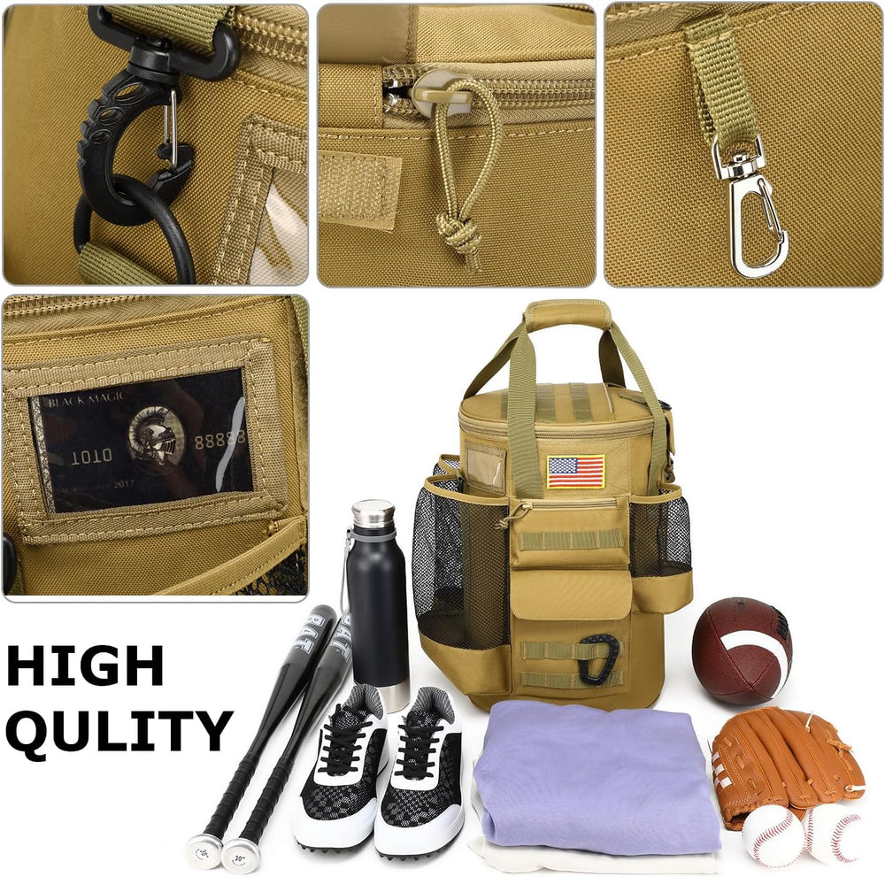 Baseball Bucket Bag 6 Gallon Tactical Softball Coaches Bag with Padded Seat