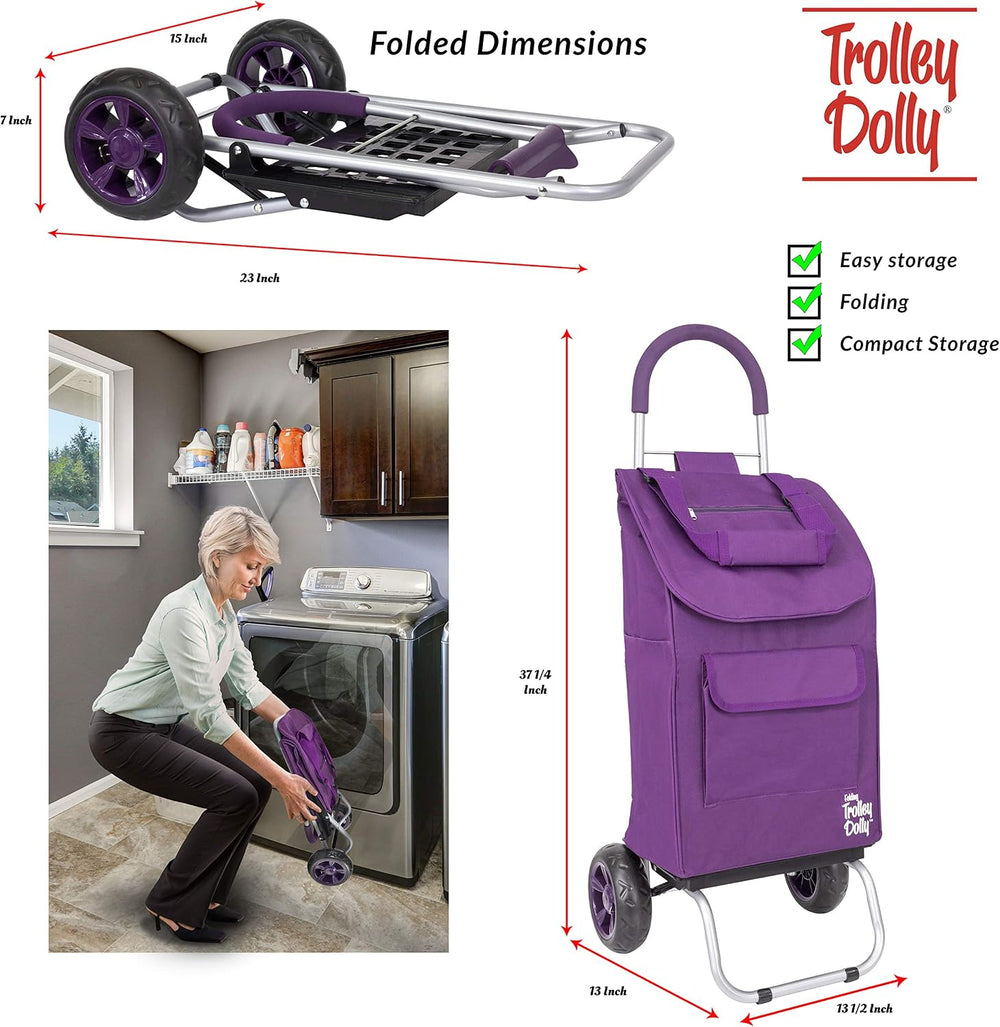 dbest products Trolley Dolly Purple Foldable Shopping cart for Groceries with...