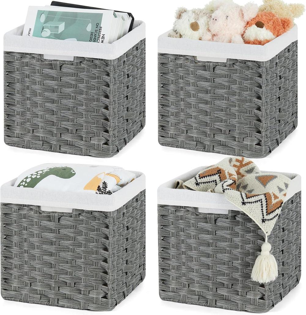 Bidtakay Wicker Storage Baskets for Organizing 4-Pack Hand-Woven Imitation Da...