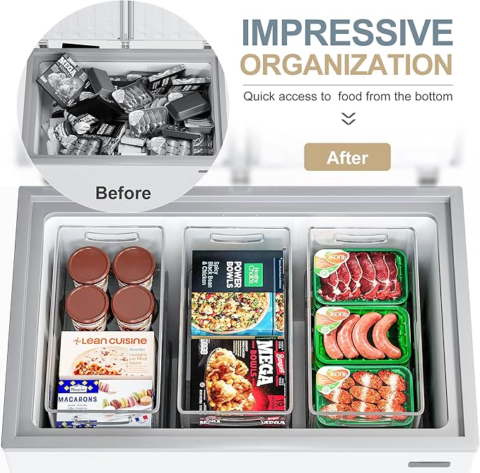 8 PACK Freezer Organizer Bins Clear Stackable Storage Bins