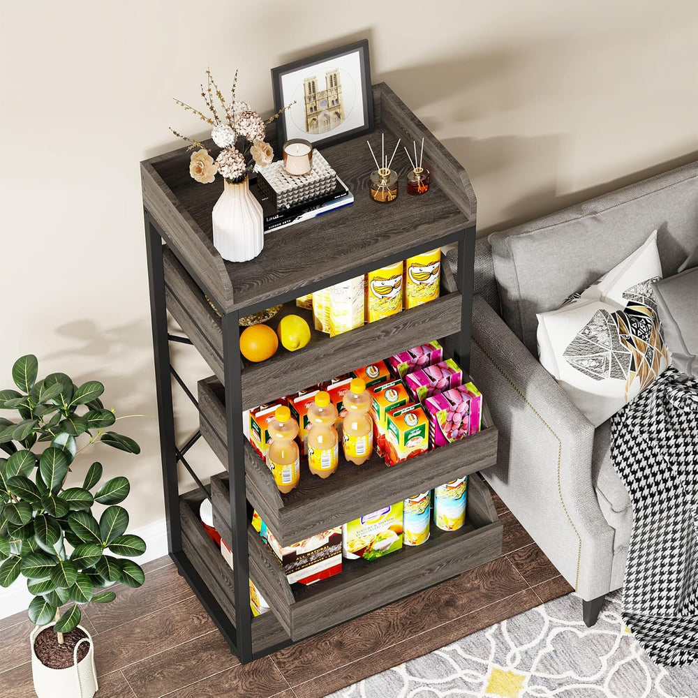 Tribesigns Wood Fruit and Vegetable Storage Rack, 5-Tier Pull-Out Snack Stand...