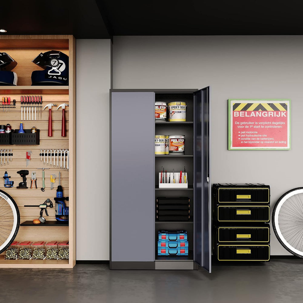 STANI Garage Storage Cabinet, 71" Steel Lockable File Cabinet, Locking S...
