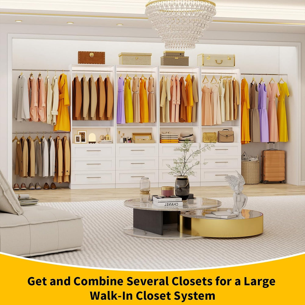 Closet System Set of 3, 6FT-15FT Closet System with 9 Drawers, Walk in Closet...