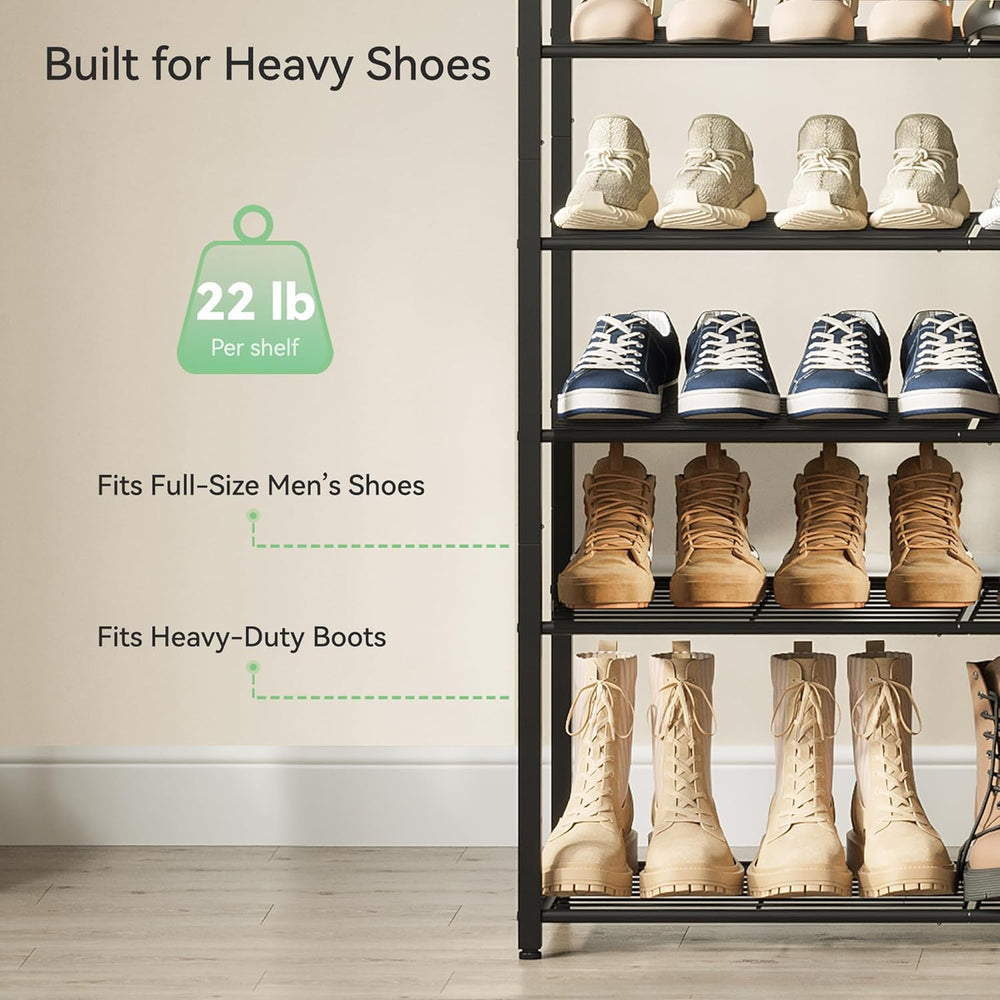 Nunsino Shoe Rack for Closet, Metal Shoe Organizer, 10 Tier Garage Shoe Rack ...
