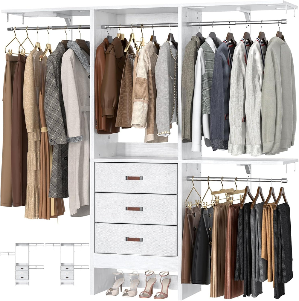 Armocity 5FT Small Closet System with 3 Fabric Drawers, 60 Inches Walk In Clo...