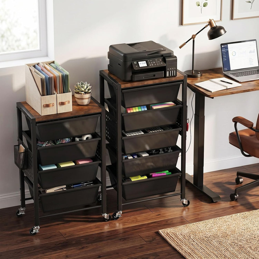 Rolling Cart with 5 Drawers, Plastic Drawer Storage Carts with Wheels & W...
