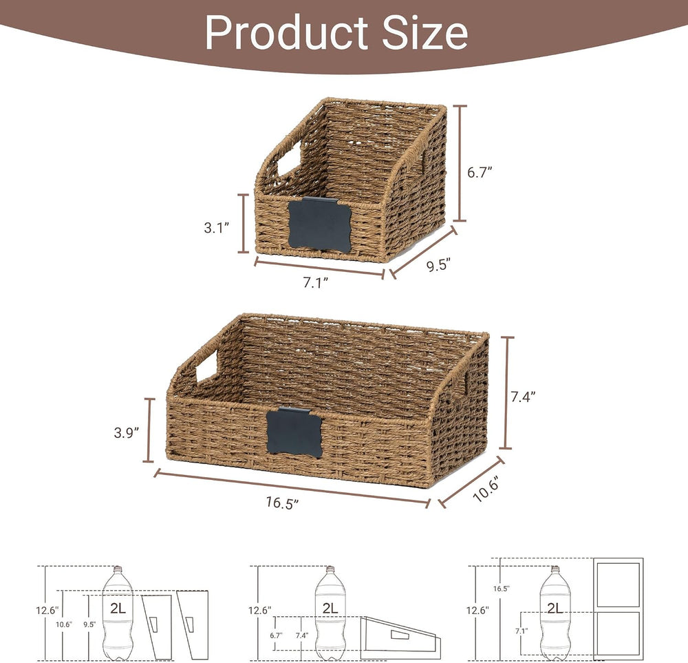 Pantry Baskets for Organizing,Wicker Storage organizers,3Pack,Brown