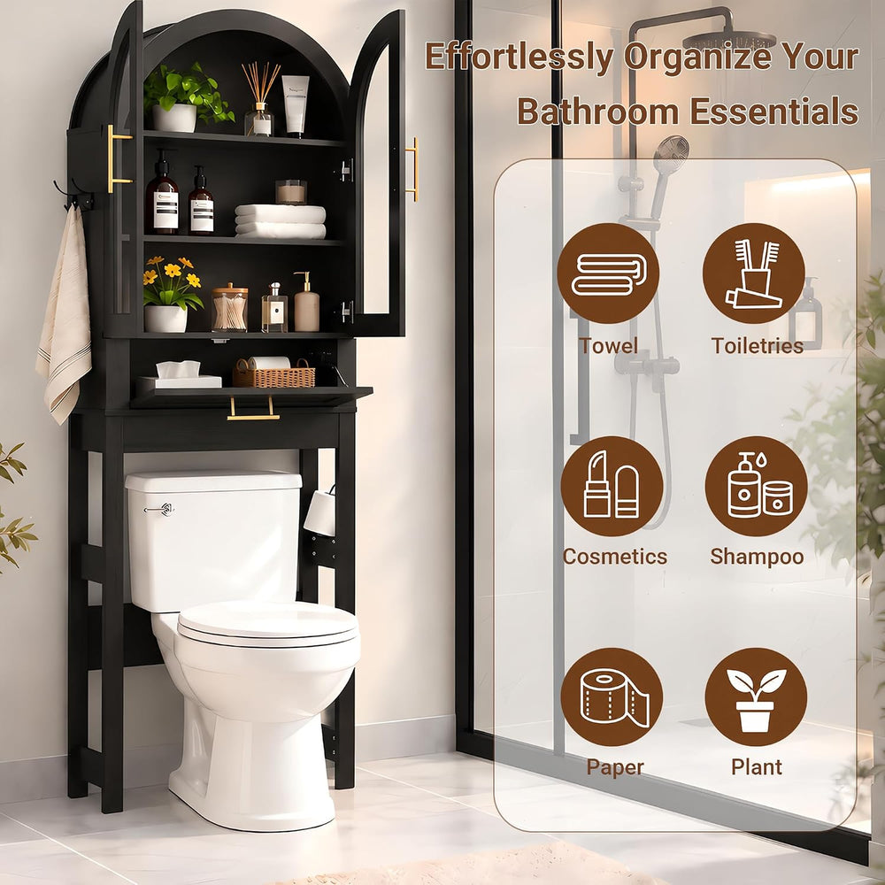 Seang Over The Toilet Storage Cabinet,Arched Toilet Storage Cabinet with Deta...