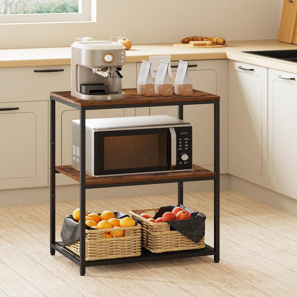 Homleke Kitchen Island with 3 Shelves, Workbench, Microwave Stand