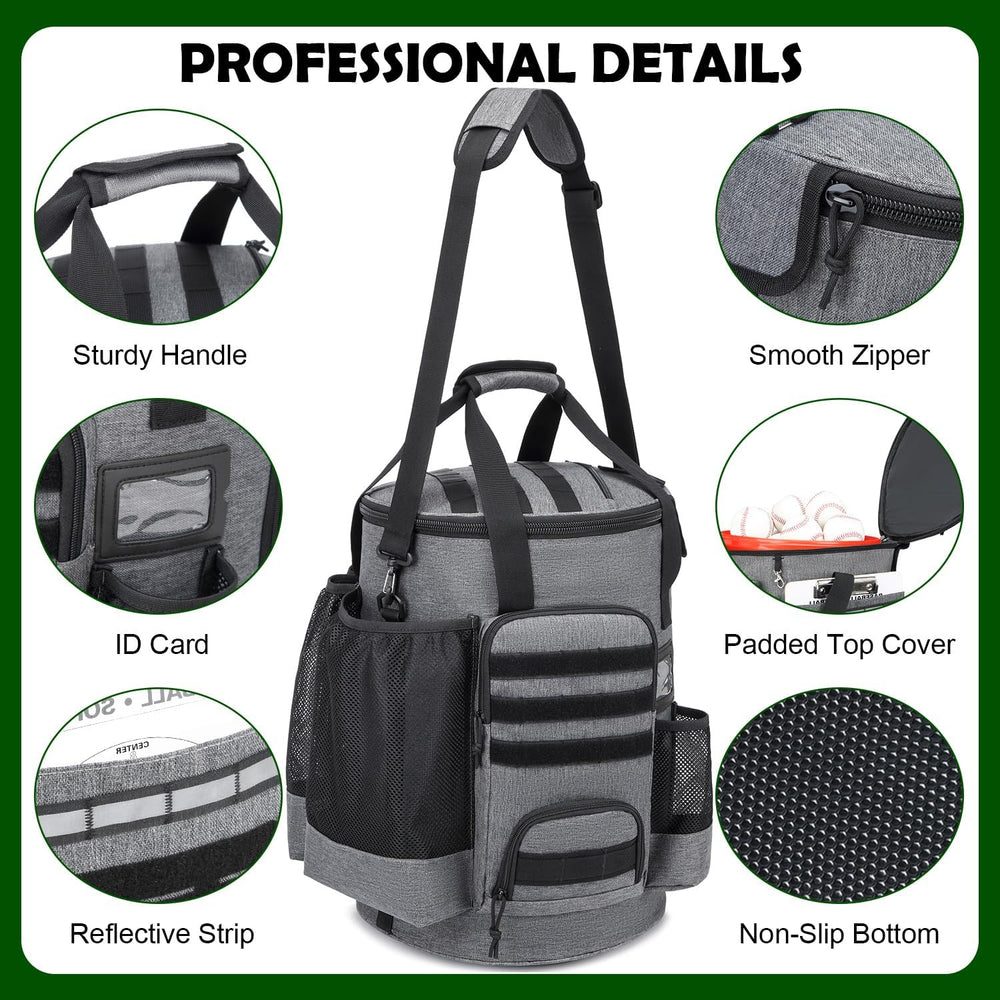 Baseball Bucket Bag, Softball Coaches Bags Fit 6 Gallon Buket
