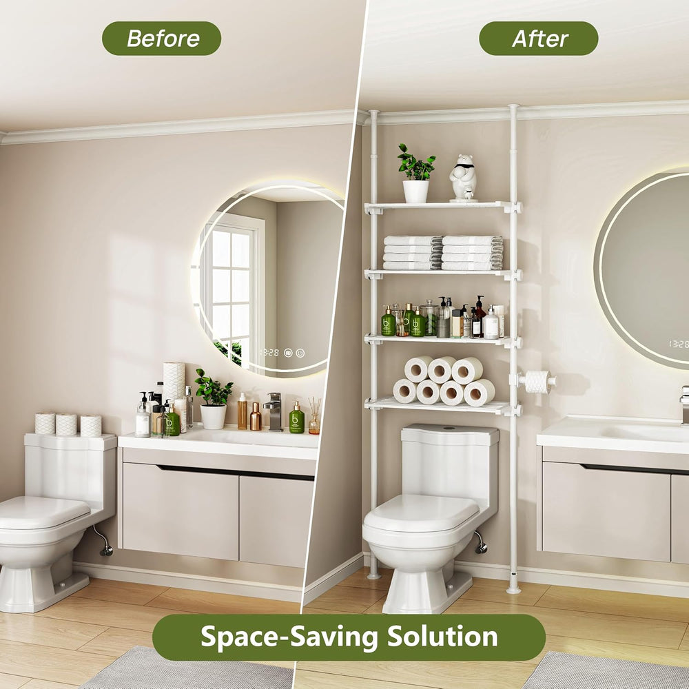 ALLZONE Tension Mount Over The Toilet Storage Shelf, No-Drill, Slim Design