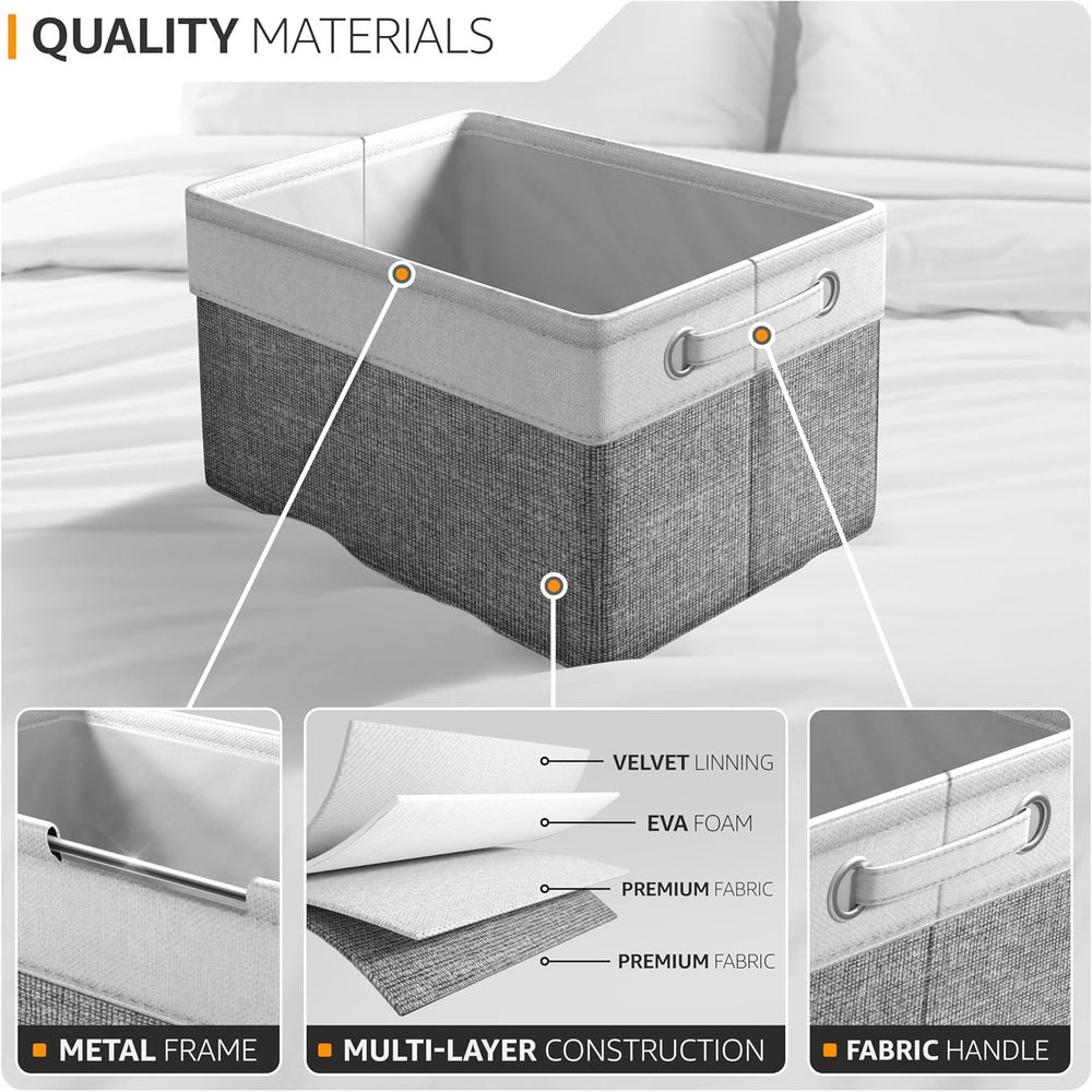 Sorbus Storage Baskets for Shelves, Foldable Organizer (Gray White, 6 Pack)