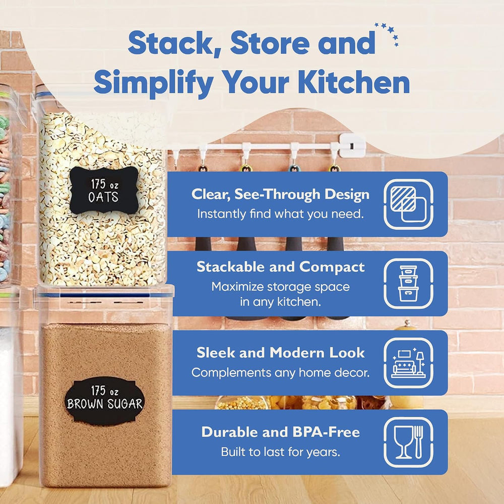 Chef's Path Kitchen Storage Box Set of 4 Extra Large Airtight Food Storag...