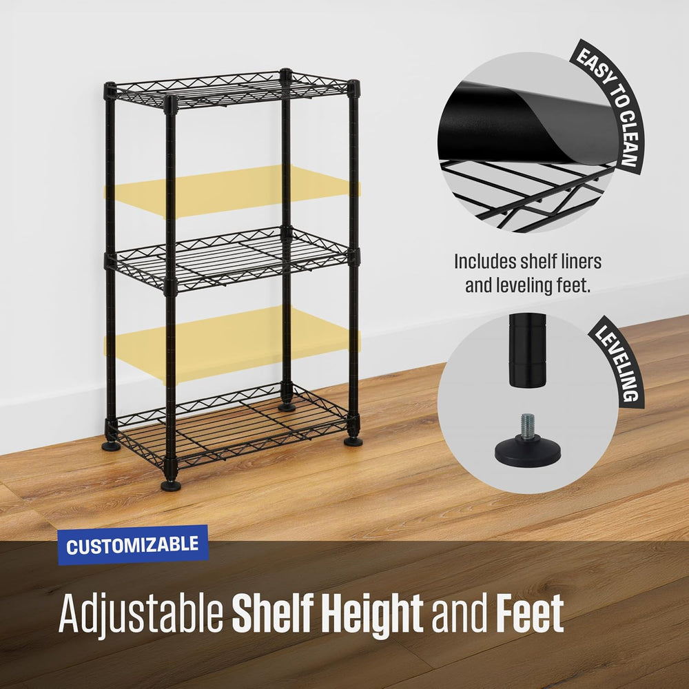 SafeRacks NSF 3-Tier Heavy Duty Steel Wire Shelves (18"x10"x30")