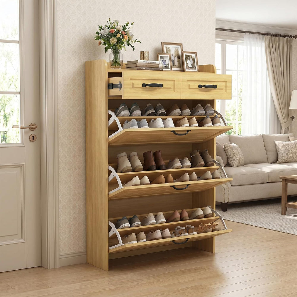 Vibe & Dine Large Shoe Cabinet with 3 Flip Drawers & 2 Storage Drawer...
