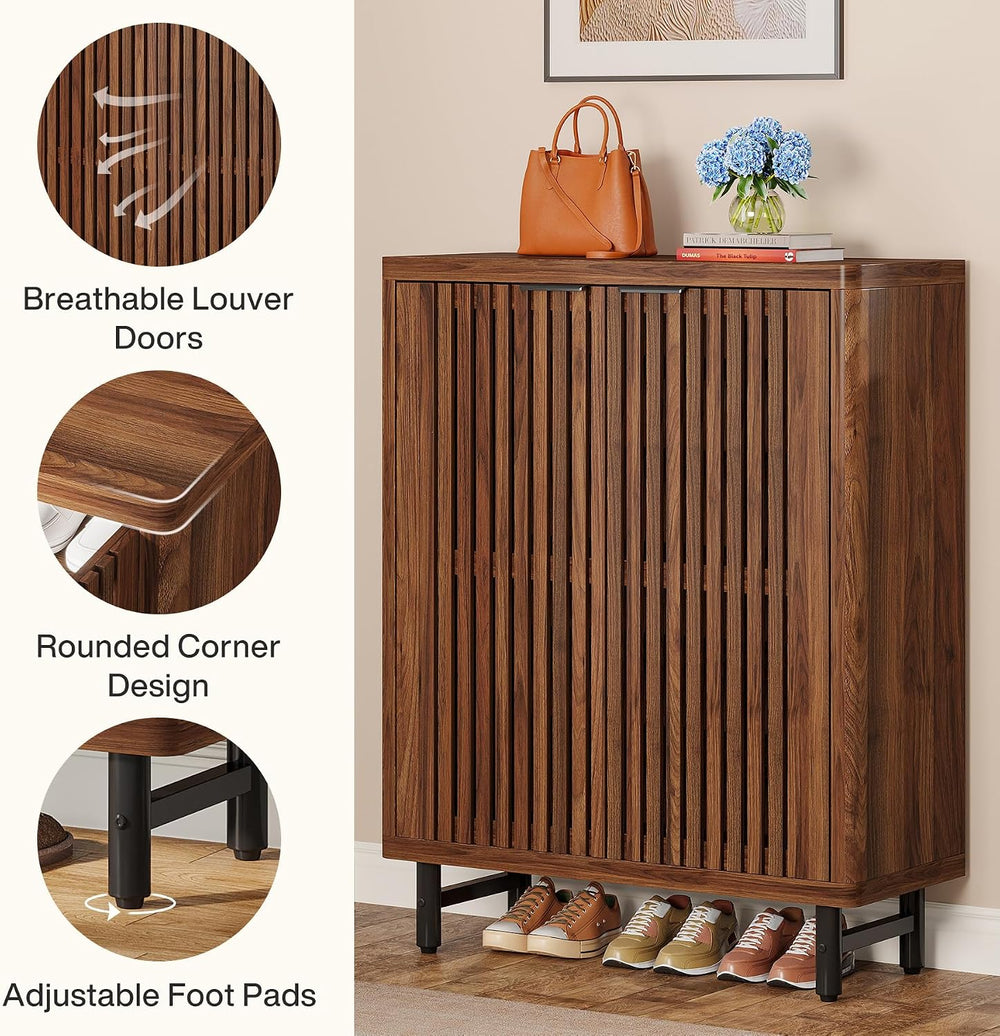 Tribesigns Shoe Cabinet with Shutter Doors