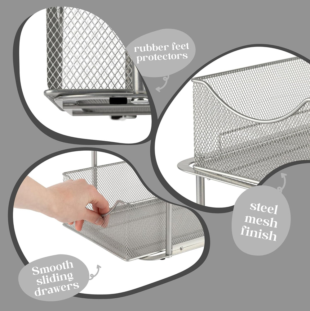 Sorbus Pull-Out Under Sink Organizer, Mesh Construction (Silver, 1 Pack)
