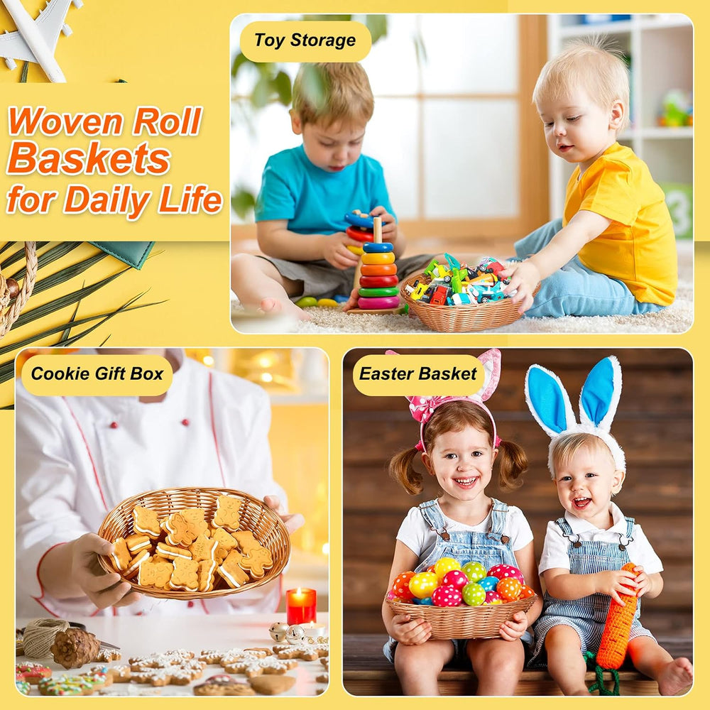 Potchen 24 Pack Plastic Oval Basket 9.5 x 6.3 x 2.4 Inch Small Fruit Bread Ba...