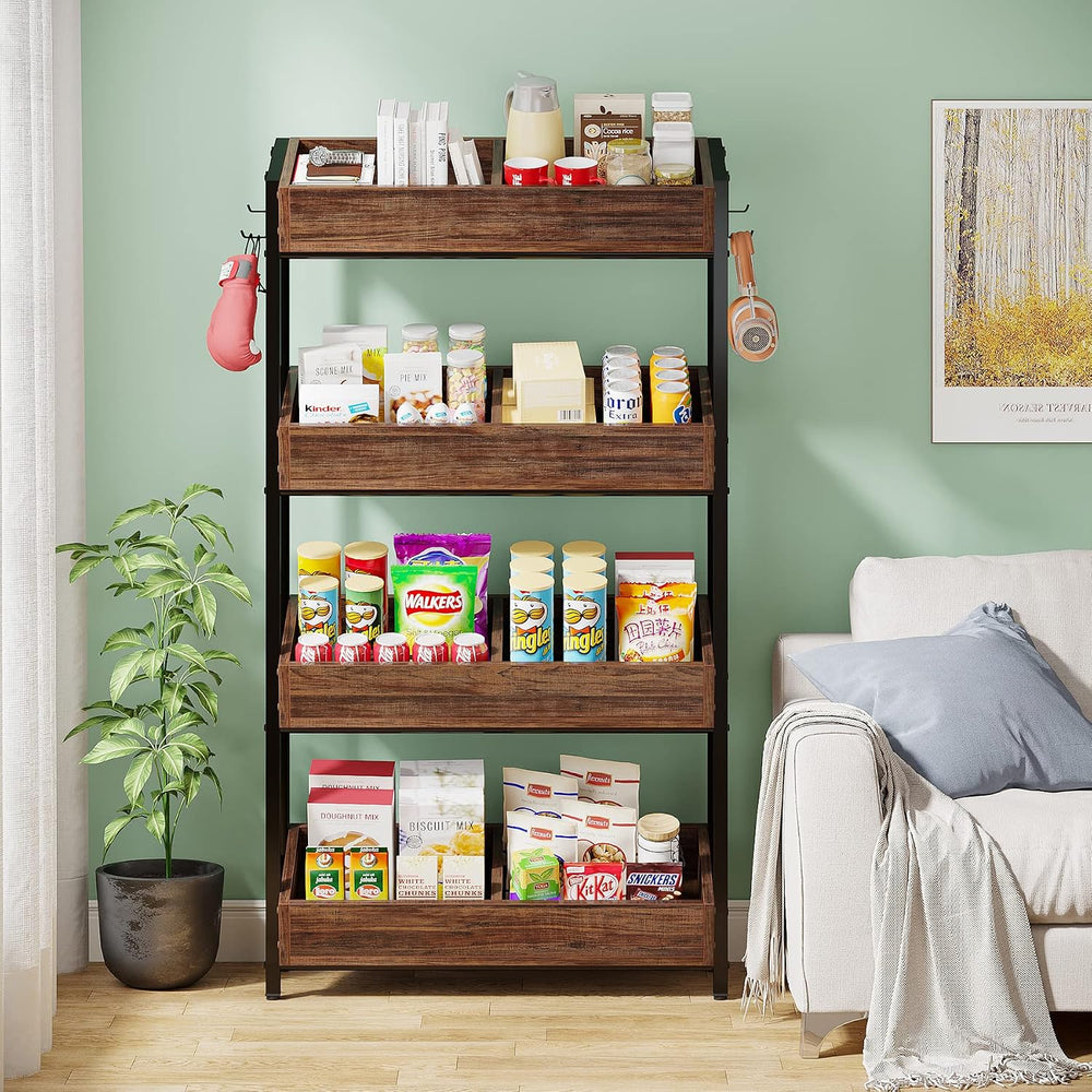 Tribesigns Wood Fruit and Vegetable Basket Stand Rack for Kitchen, Office, St...