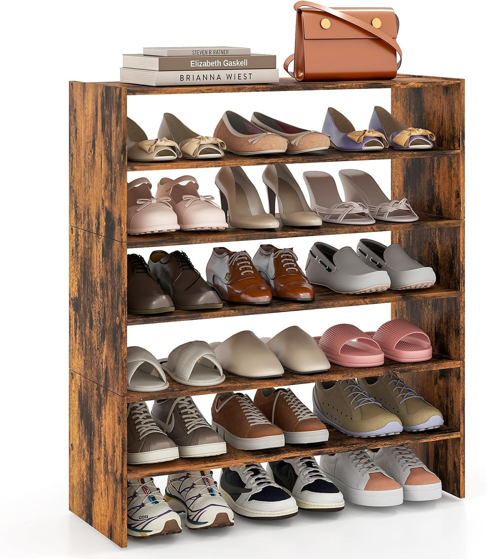 GOFLAME 6-Tier Shoe Rack, Stackable Shoe Storage Organizer, Freestanding Mode...