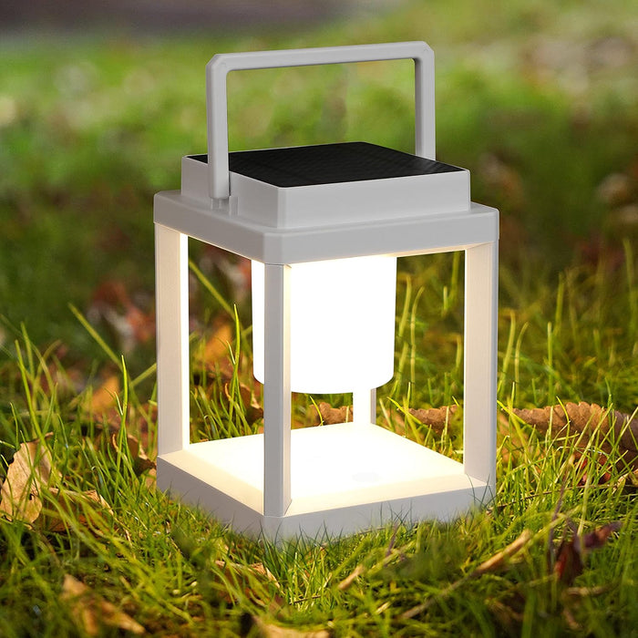 Outdoor Table Lamp, 3-Level Brightness LED Nightstand Lantern, Portable Rechargeable Solar Lamp IP44 Waterproof, Touch Control Outdoor Cordless Lantern for Patio/Walking/Reading/Camping