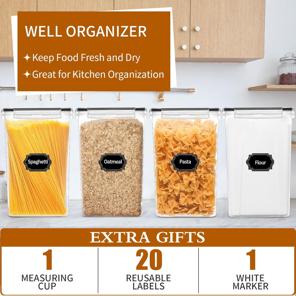 HKJ Chef 4 Pack Extra Large Airtight Food Storage Containers with Lids (6.5L ...