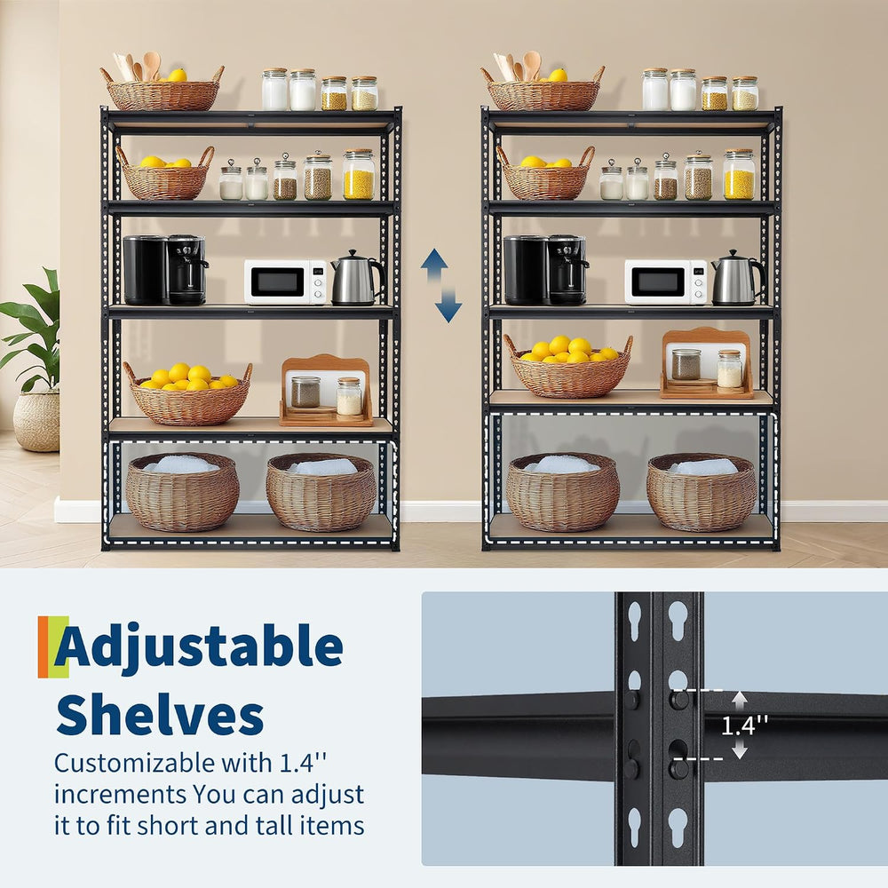 Garage Storage Shelves 5 Tiers, Heavy Duty Storage Shelving Racks with 2500 L...