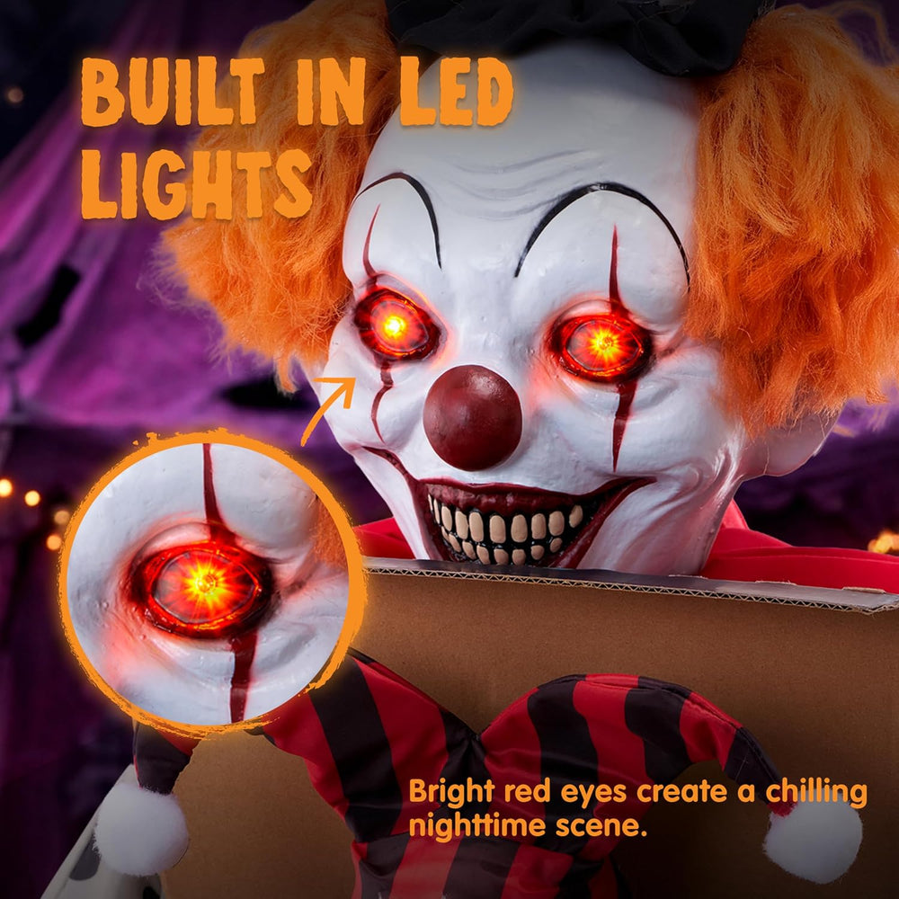 JOYIN 67" Halloween Animatronic Clown with Pop-Up Box, Halloween Decor O...