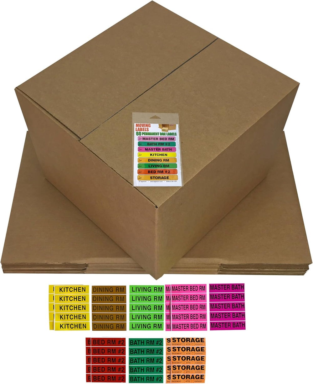 Extra Large Corrugated Moving Boxes, 23"x23"x16", 5 Pack, 60 M...