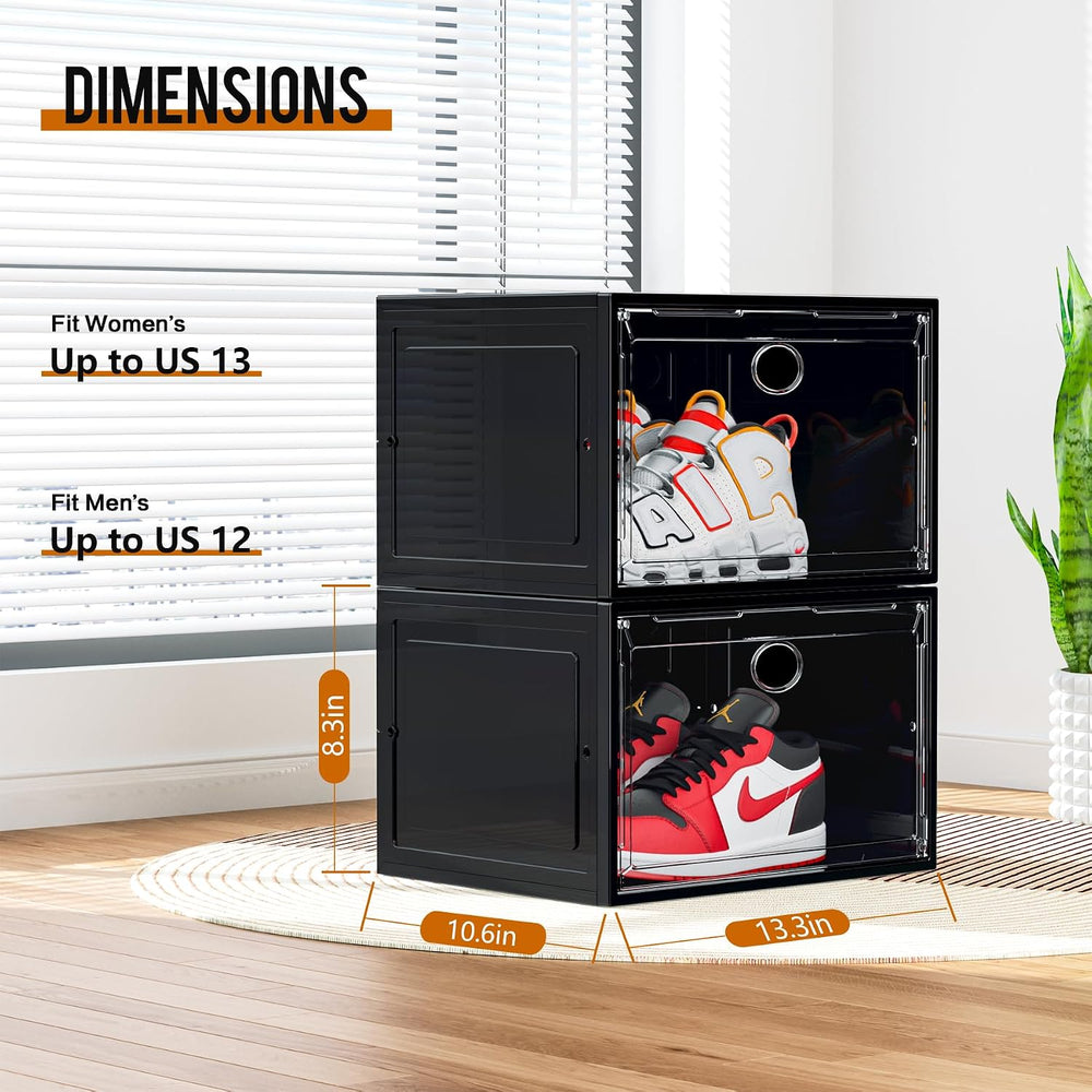 KEFA XL Shoe Storage Box, 8 PACK Shoe Boxes Clear Plastc Stackable Organizer,...