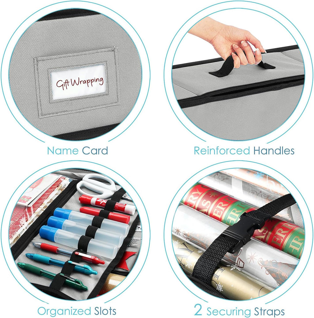 Hearth & Harbor Wrapping Paper Storage Container - Christmas Storage Bag ...