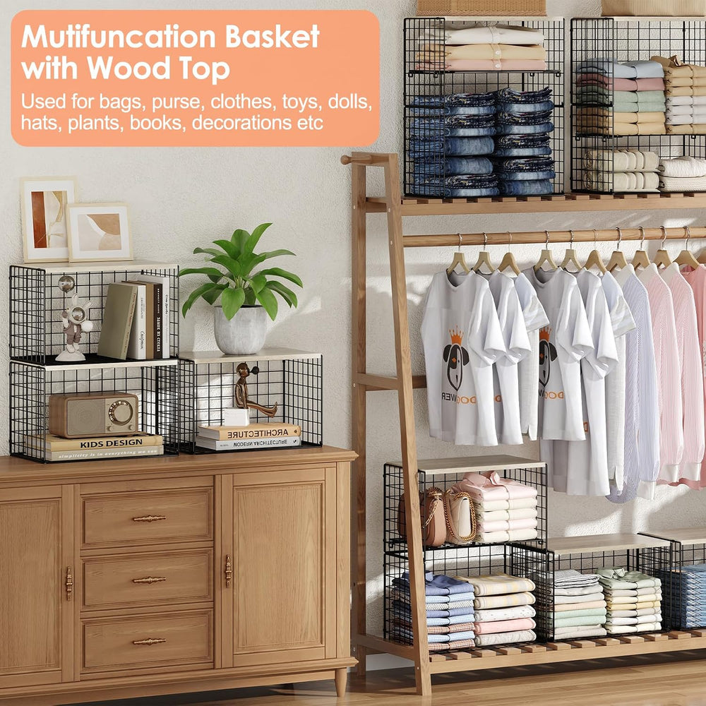 5-Tier Large Stackable Closet Organizer and Storage Basket, Sturdy Closet She...