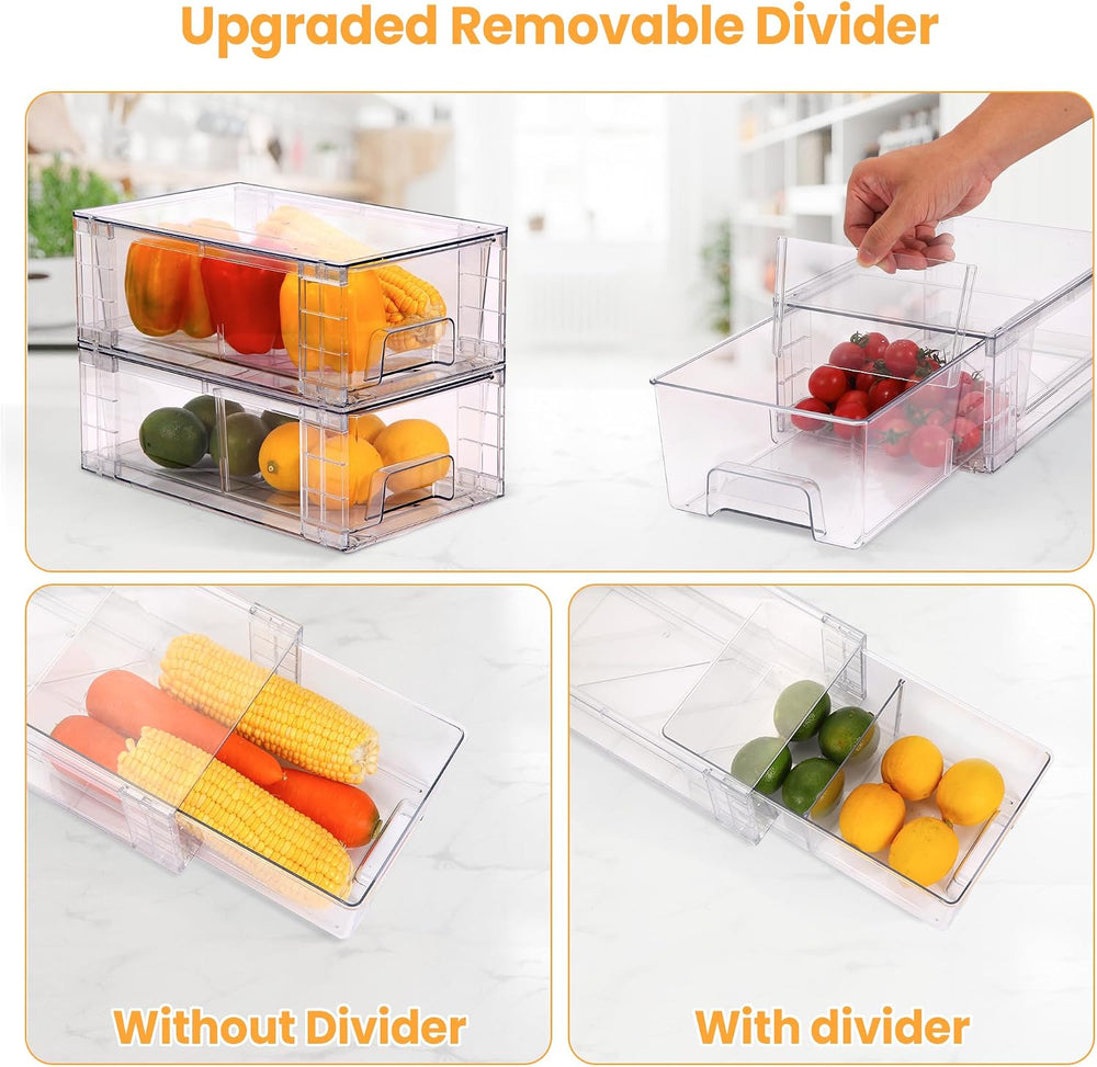6 Pack Stackable Storage Drawers,Plastic Organizers Bins, Drawers Storage wit...