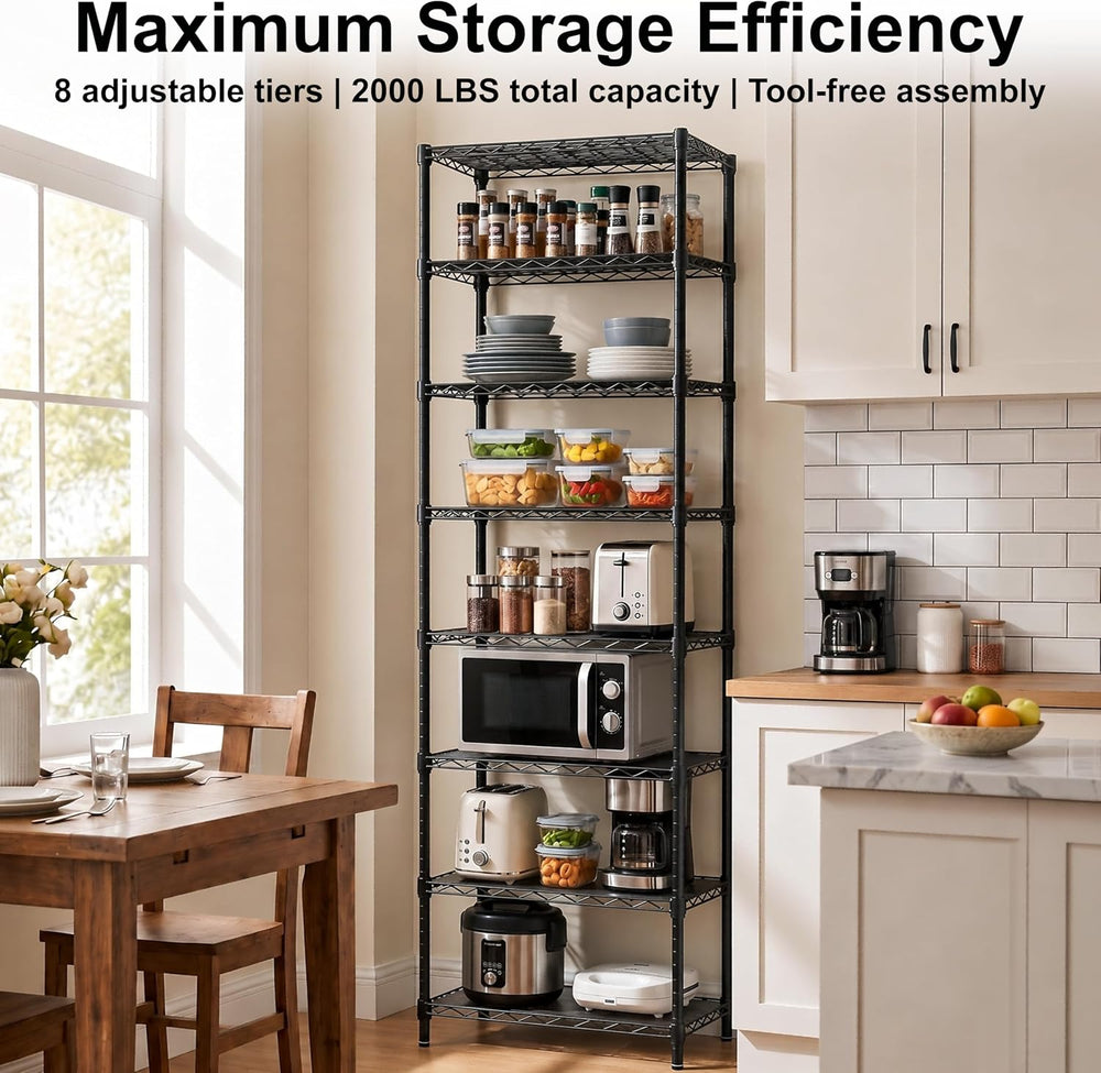 Finnhomy 8-Tier Wire Shelving Unit Adjustable Steel Wire Rack Shelving, 80.7 ...