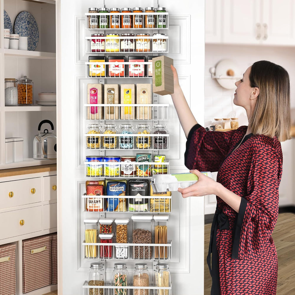 Moforoco 9-Tier White Over The Door Pantry Organizer, Pantry Organization and...