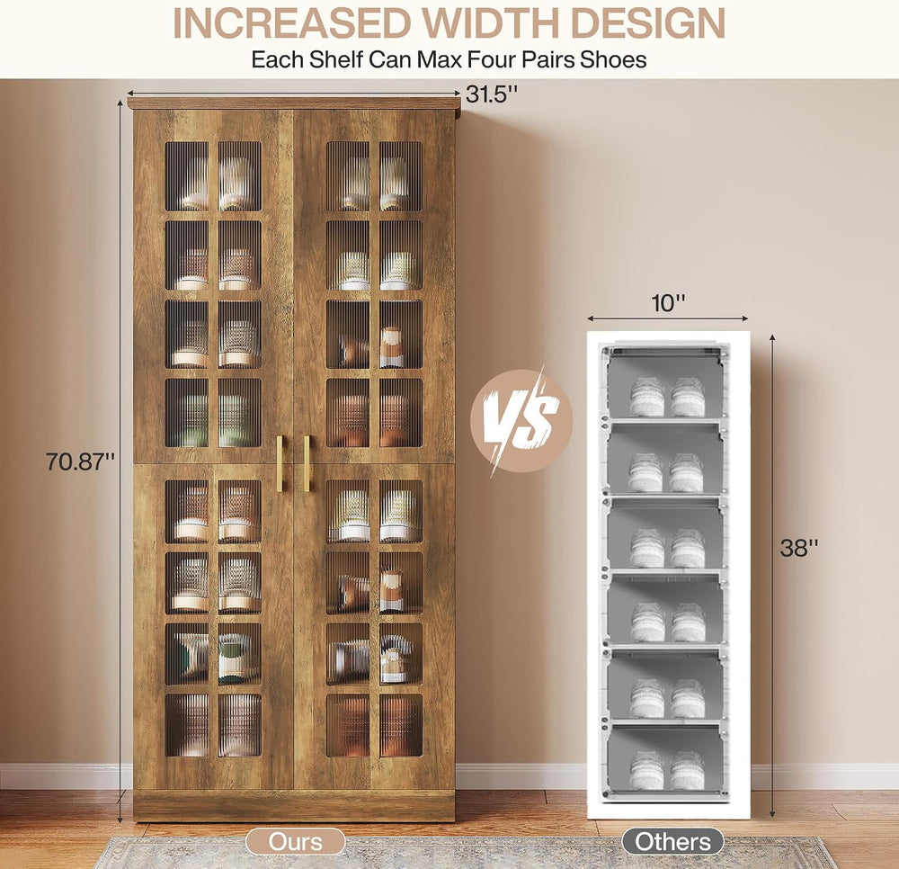 Tribesigns Tall Shoe Cabinet with Doors, 8-Tier Shoe Storage with Adjustable ...