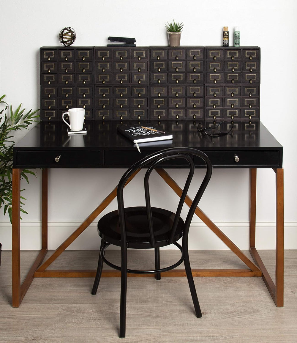 Kate and Laurel Apothecary Wood Desk Drawer Set, 9 Drawers, Rustic Black