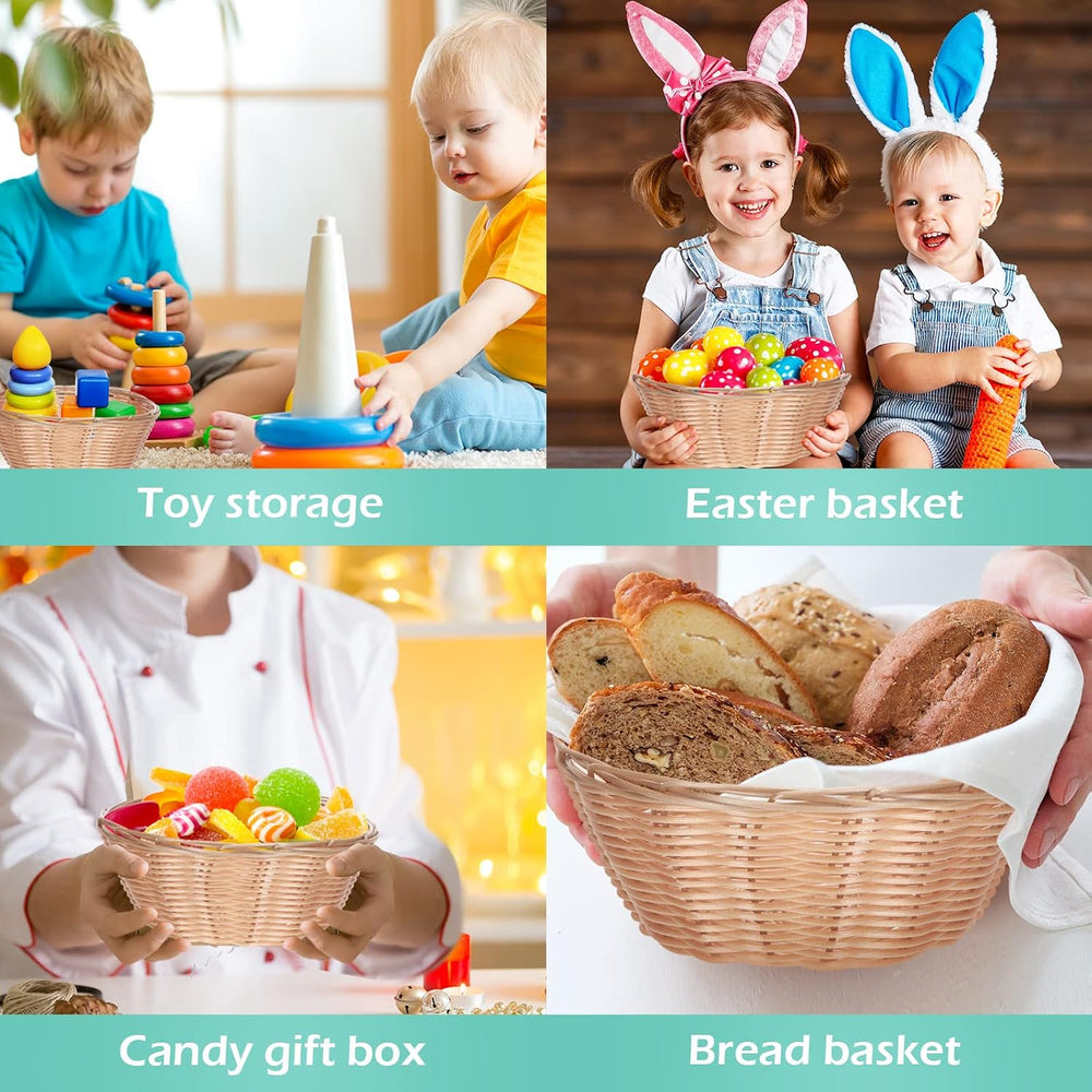 Amyhill 30 Pack Small Bread Baskets Bulk Plastic Round Baskets 7.1 Inch Wicke...
