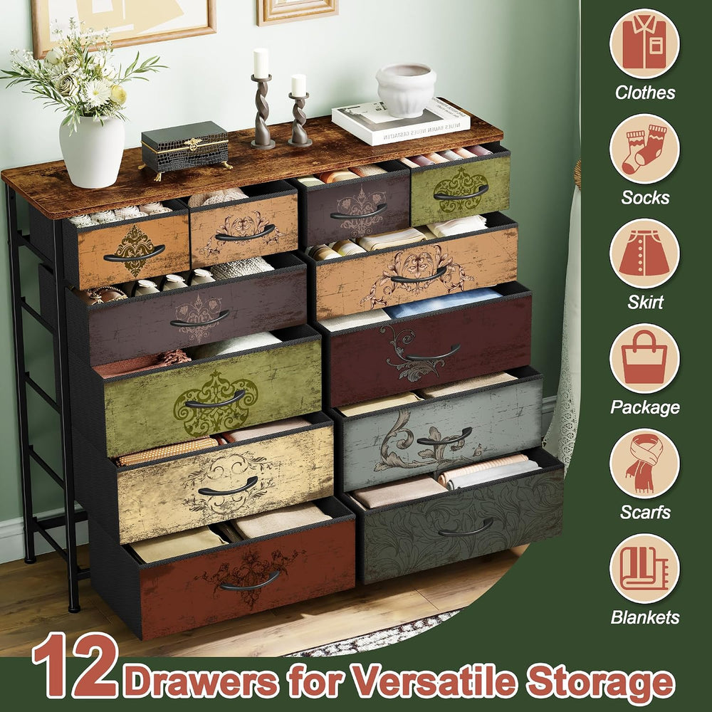VASICAR Dresser for Bedroom with 12 Drawers, Tall Chest of Drawers