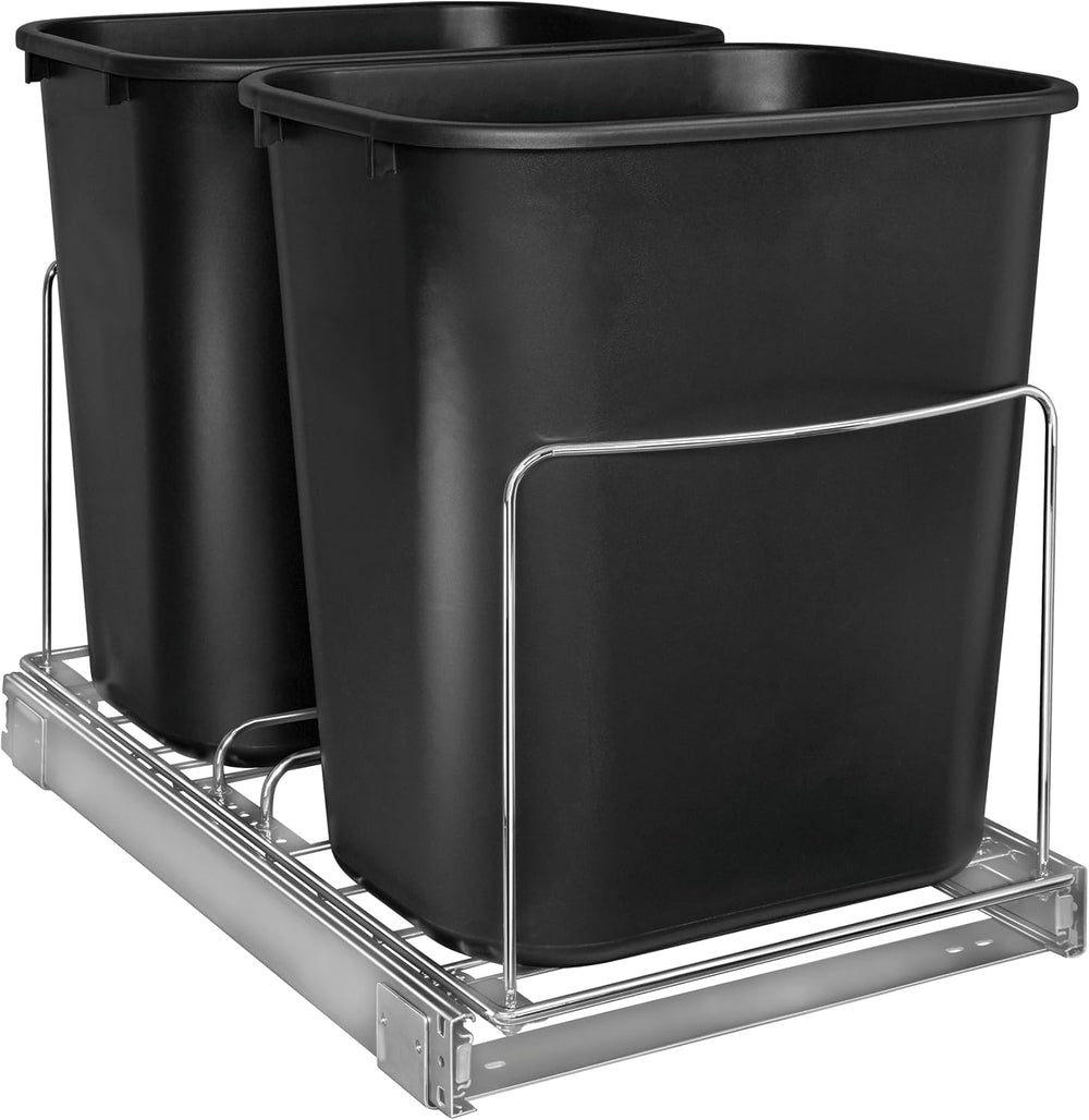 LYNK PROFESSIONAL® Double Pull Out Trash Can Under Cabinet - Under Sink Trash...