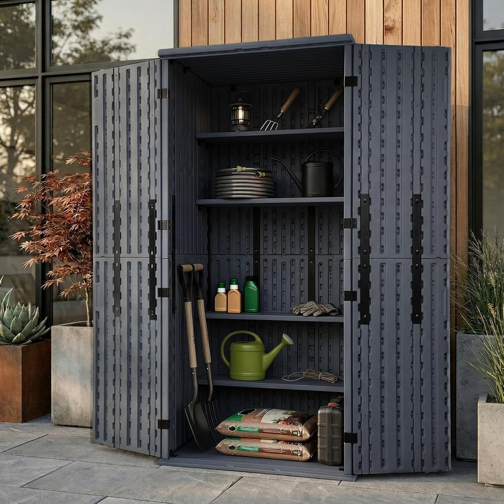 EHHLY Heavy Duty Tall Storage Cabinet Outdoor Weatherproof, 28 Cuft Garage St...