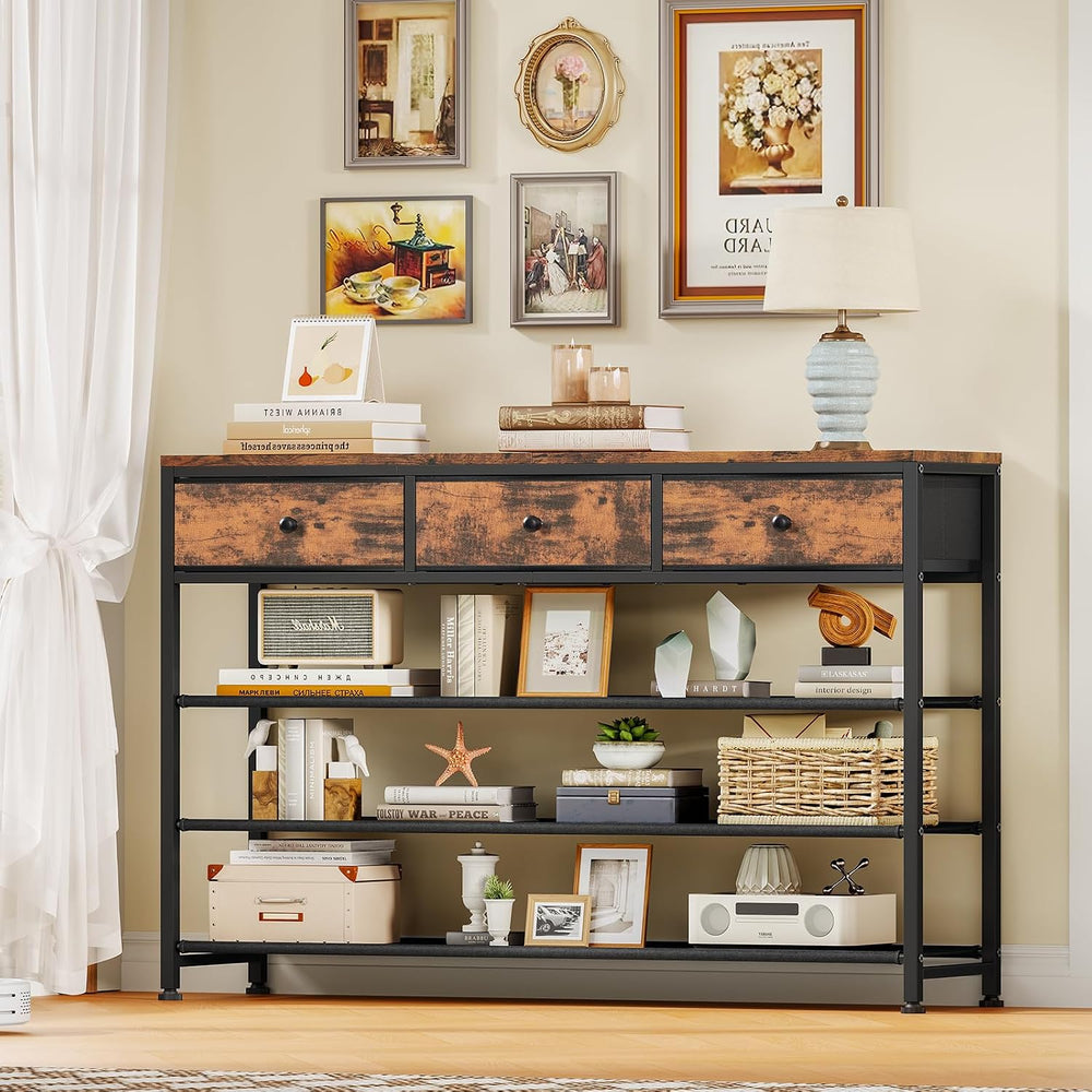 usikey 4 Tier Shoe Rack with 3 Drawers & 3 Oxford Fabric Shelves, Holds 1...