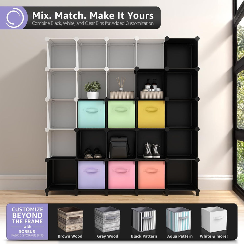 Sorbus 6 Cube Storage Organizer with 6 Fabric Bins (Clear)