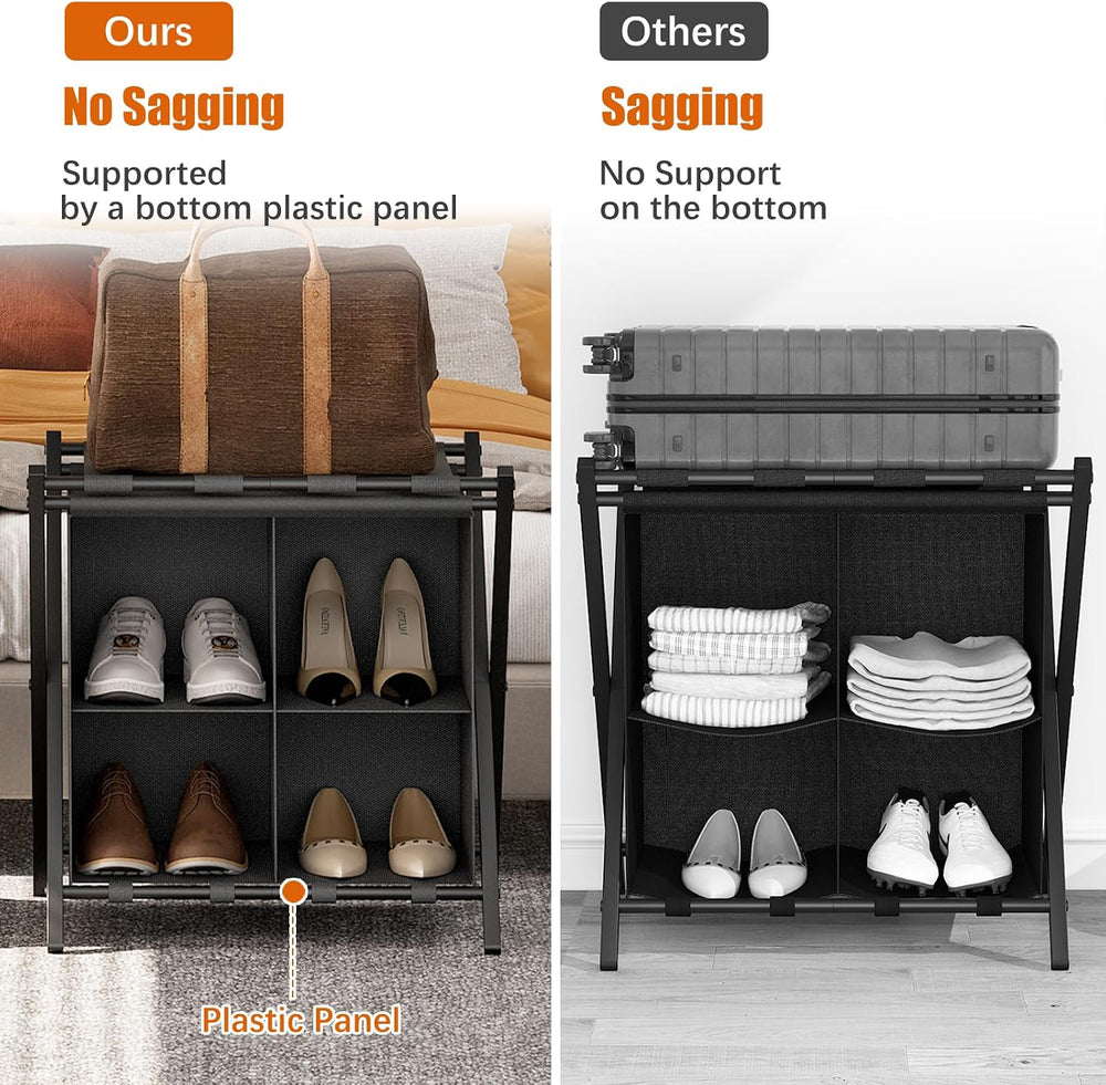 Huhote Luggage Rack for Guest Room, Set of 2, Folding Suitcase Stand with Fab...