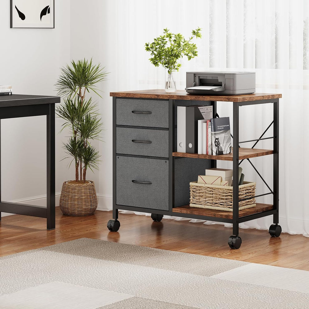 OLIXIS Mobile File Cabinet with 3 Drawers, Rolling Under Desk Storage