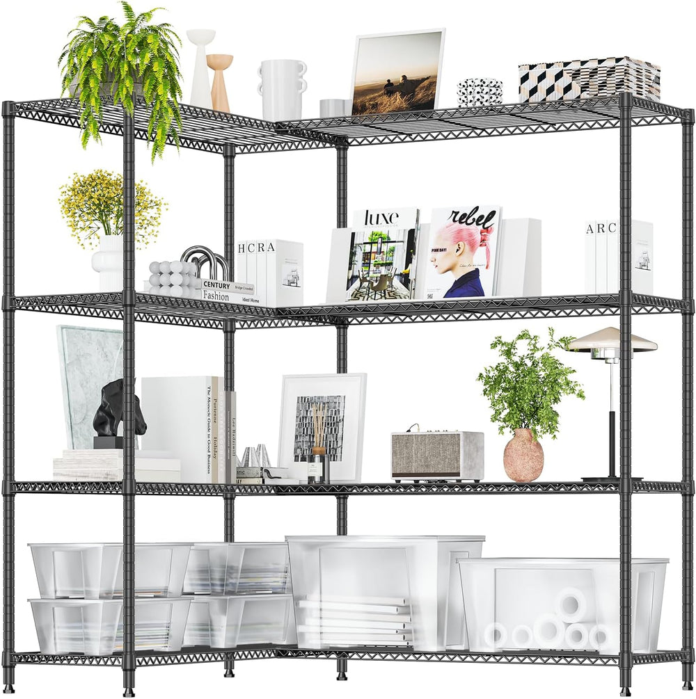 IZEUK Linked Storage Racks, DIY Adjustable Heavy Duty Metal Shelving Unit for...
