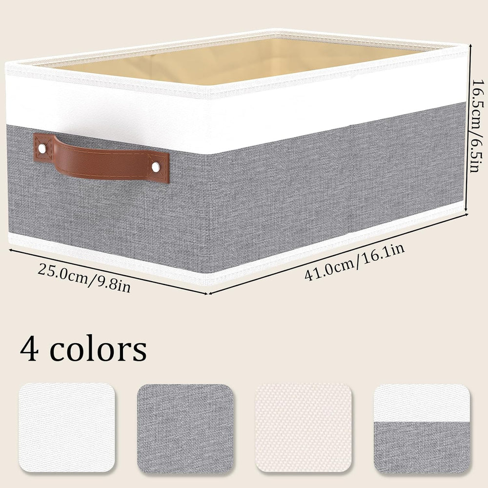 OUTBROS Foldable Drawer Organizers Gray/White, 16.1x6.5x9.8 inch, 6-Pack