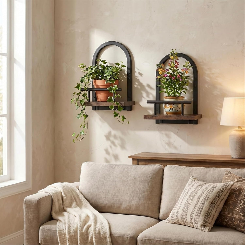 Amaoot Floating Shelves Set for 3, Wall Plant Holder Shelf, Wall Planters
